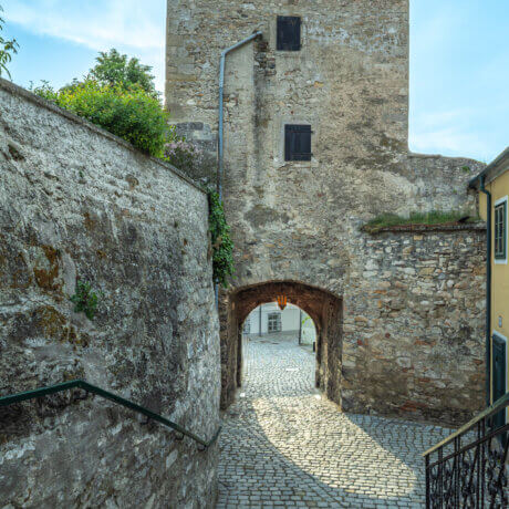 Die Blutgasse und Blutstiege in Hainburg an der Donau.